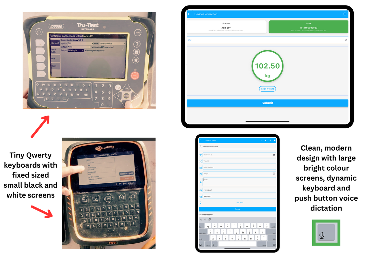 New AgriEID app versus old scale head computer